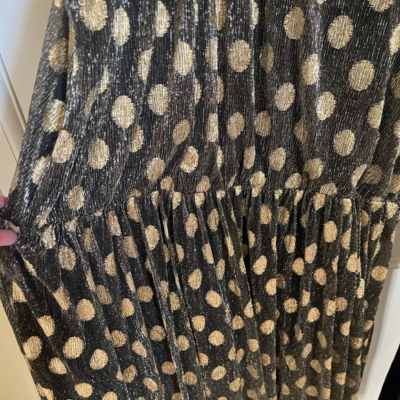 Anthropologie Sunday in Brooklyn Metallic Polka Dot Dress with Velvet Belt - Picture 6 of 10